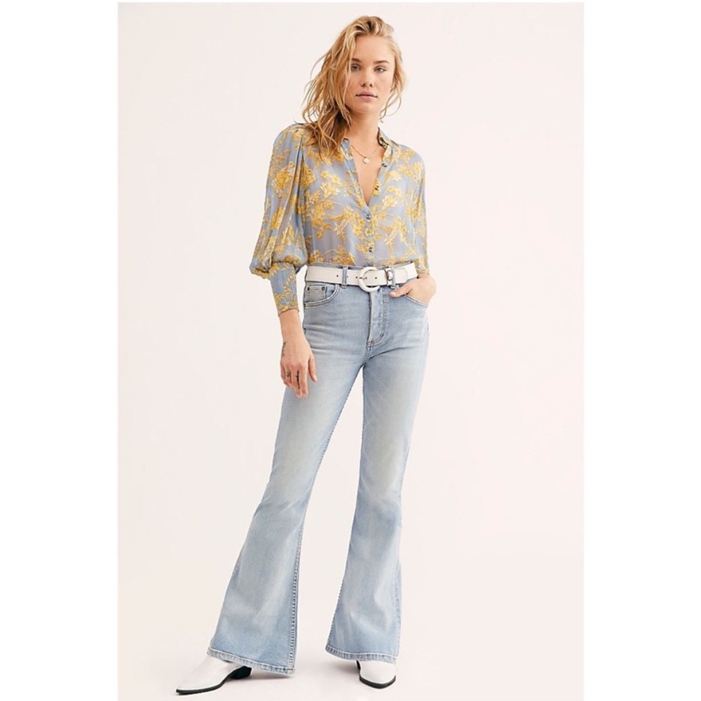 Boyish Free People‎ Kingsley Flare Jeans In Blue Size 25